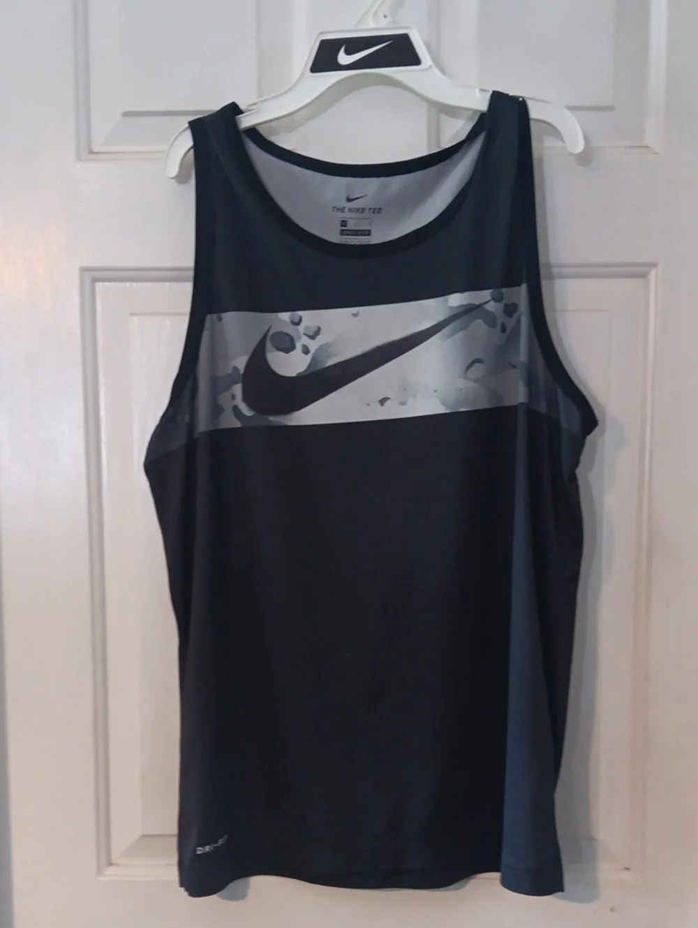 Nike Black Tank Top with Gray Swoosh Panel